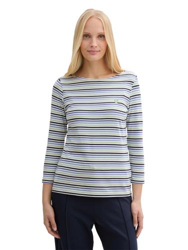Langarmshirt mit Streifenmuster S Regular Fit - Blue Green Regular Stripe