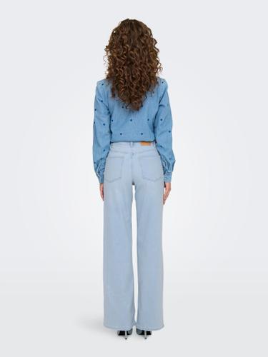 ONLMADISON BLUSH HW WIDE DNM CRO495 NOOS S/32 Weiter Beinschnitt - Light Blue Bleached Denim