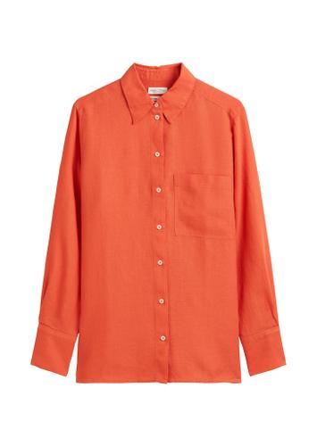 Leinenbluse regular 36 Regular Fit - Burnt Red