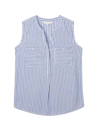 Gestreifte ärmellose Bluse 36 Regular Fit - Royal Blue White Stripe