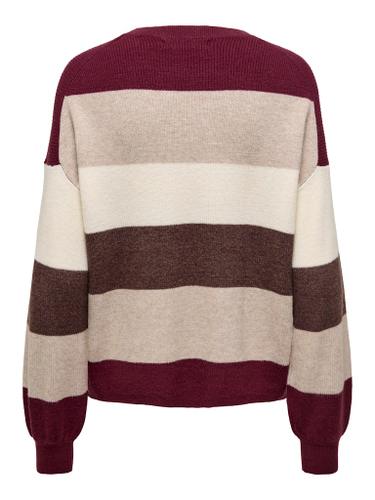 ONLATIA LIFE L/S STRIPE PULLOV KNT NOOS XL Normal geschnitten - Zinfandel