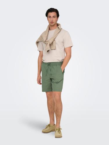 ONSLINUS 0007 COT LIN SHORTS NOOS L Normal geschnitten - Sea Spray