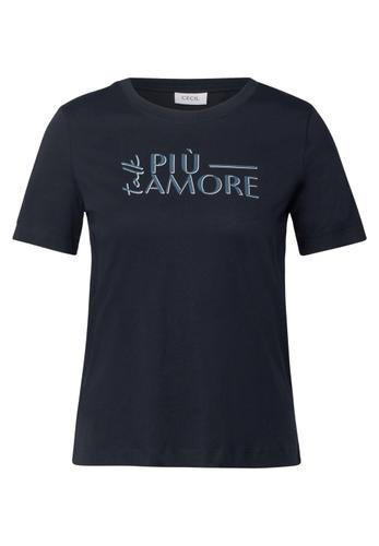 T-Shirt mit Wording M - Universal Blue