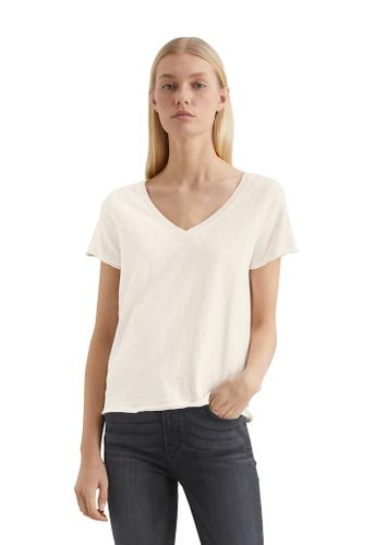 V-Neck-T-Shirt regular Weiß L