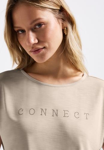 Silk-Look Shirt mit Wording 36 - Coastal Beige