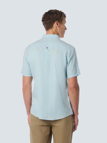 Shirt Short Sleeve Linen Solid Blau L