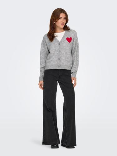 JDYVITTORIA L/S HEART CARDIGAN KNT S Knit Fit - Light Grey Melange