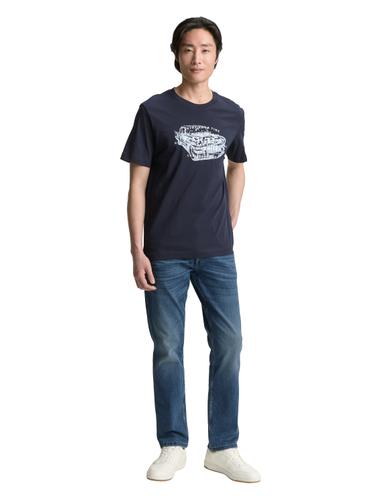 T-Shirt mit Print L Regular Fit - Sky Captain Blue