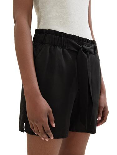 Paperbag-Shorts mit TENCEL™ Lyocell XS Relaxed Fit - Deep Black