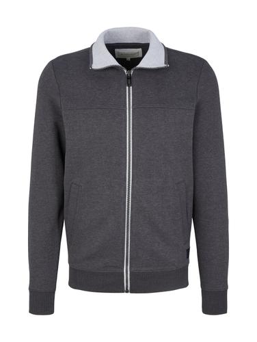 Sweatjacke mit Ziernaht M Regular Fit - Dark Grey Melange