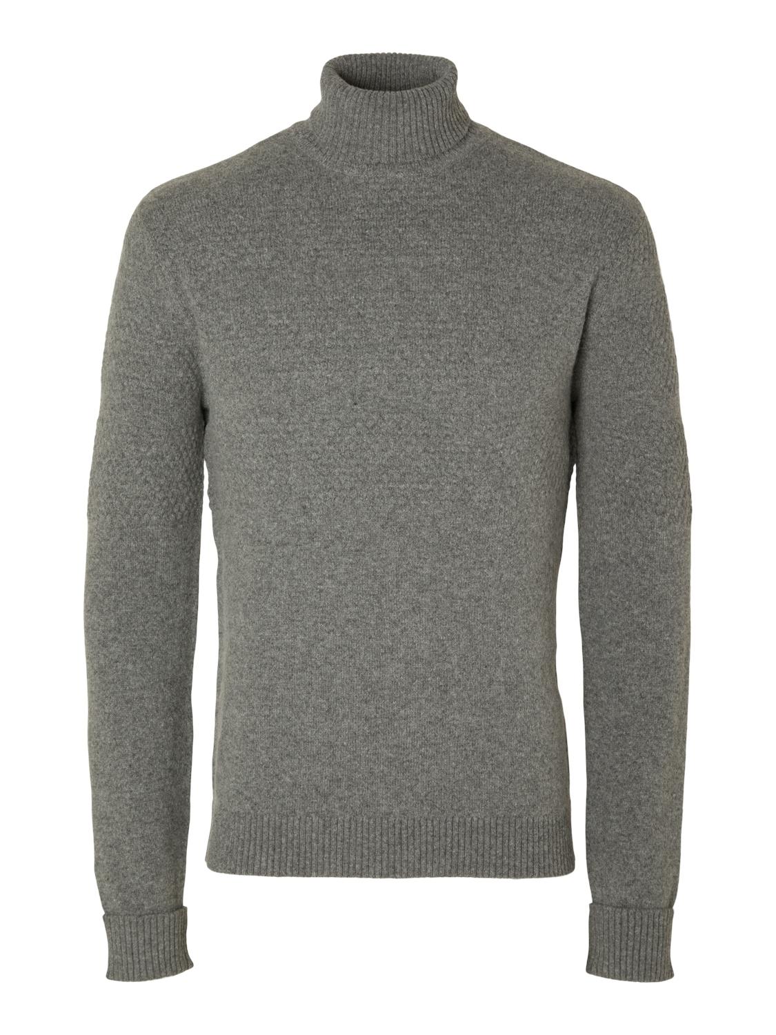 SLHSKIPPER STRUCTURE ROLL NECK W XXL - Medium Grey Melange