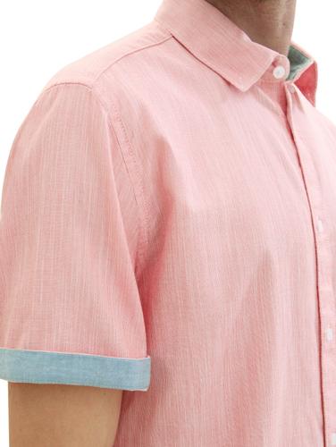 Chambray Kurzarmhemd XXL Regular Fit - Coral White Structure
