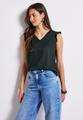 V-Neck Top mit Häkeldetails 36 - Pine Grove Green