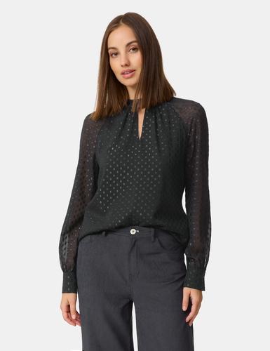 Chiffonbluse mit Shiny-Dots 36 Figurumspielend - Schwarz
