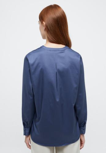 Satin Shirt Bluse Satingewebe Langarm Blau 38/Langarm