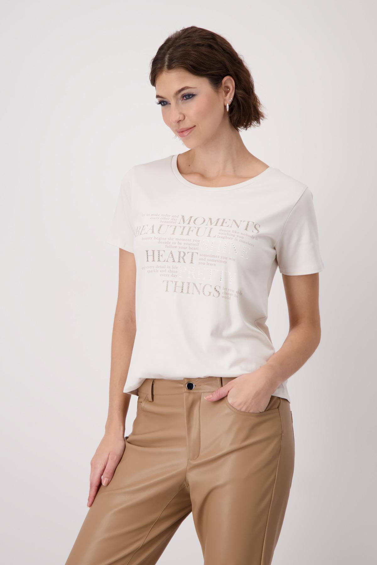 T-Shirt mit Strasssteinen 44 - Creamy Beige