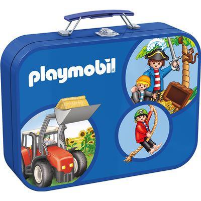 Schmidt Spiele - Puzzle - Puzzle-Box im Metallkoffer - Playmobil, 2x60, 2x100 Teile