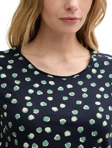 T-Shirt mit Rundhalsausschnitt XL Regular Fit - Navy Green Dots