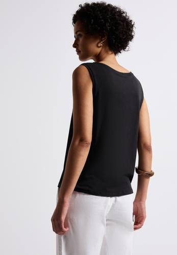 Jersey-Top mit Häkeldetails Schwarz 42