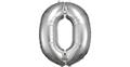 Super Shape Folienballon Silber, Zahlenballon 0, 66 x 88 cm silber