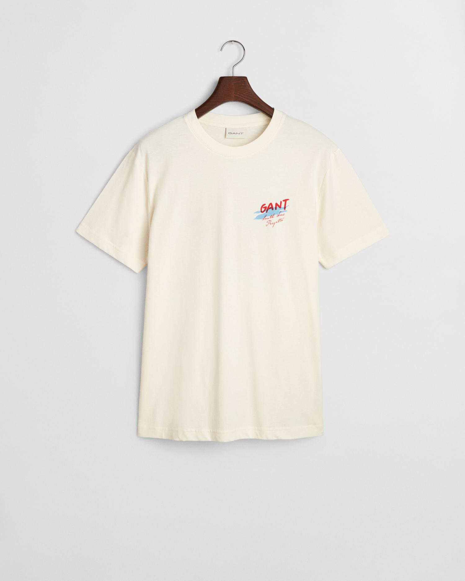 GANT USA Sailing Print Graphic T-Shirt XXL - Cream