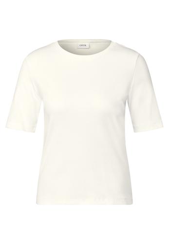 Basic Rippstruktur T-Shirt L - Vanilla White