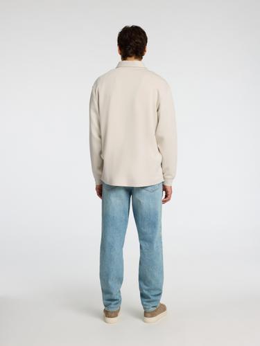 SLHRELAX-EMANUEL SOFT POLO ZIP SWEAT EX XL Locker geschnitten - Oatmeal