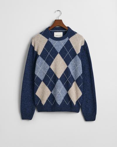 Argyle Rundhalspullover XL - Evening Blue