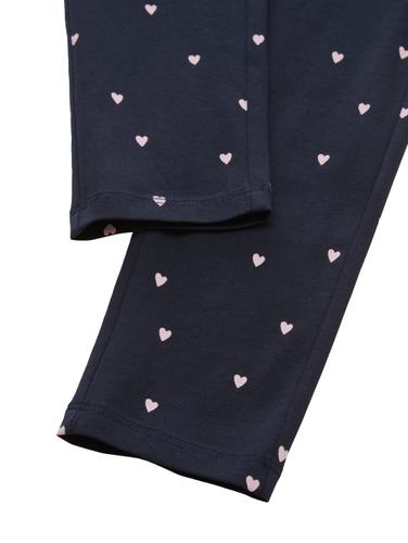 Gemusterte Leggings mit Bio-Baumwolle 92/98 Skinny Fit - Dark Blue Pink Heart