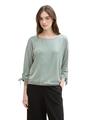 Loose Fit Langarmshirt mit Raffärmeln L Loose Fit - Green White Small Stripe
