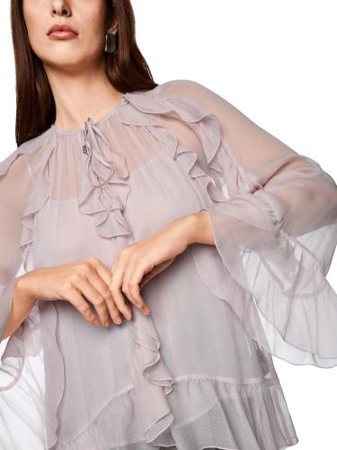 Volant-Bluse im Boho-Stil 42 - Light Desert Taupe