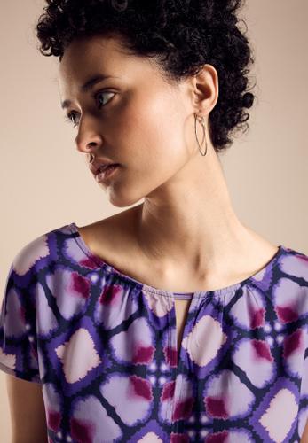 Print Materialmix T-Shirt Violett 42