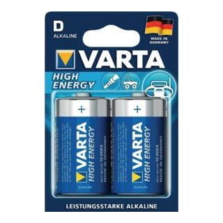 Varta Batterie Alkaline High Energy 1,5 V D-AM1-Mono 16500 mAh LR20 4920 2 St./Bl.