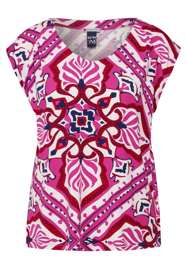Jersey Top mit Print Rosa 36