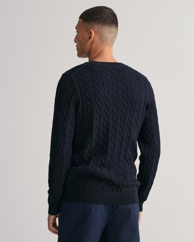 Zopfstrick Rundhalspullover aus Baumwolle XXXL - Evening Blue