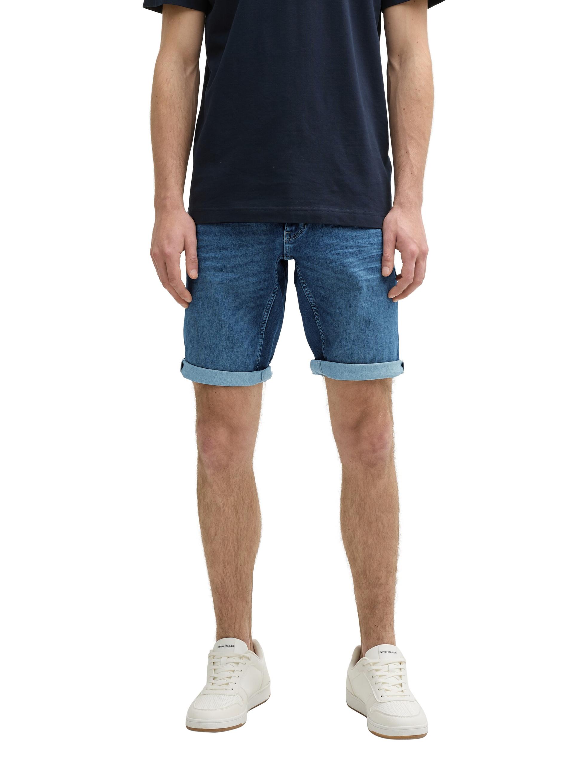 TTJOSH REGULAR SLIM Jeans Shorts mit Superstretch 30 Slim Fit - Used Mid Stone Blue Denim