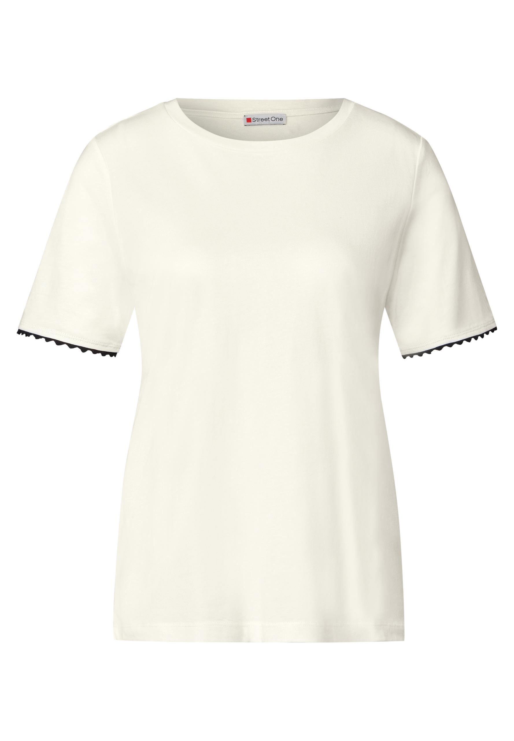 Basic Shirt mit Deko-Tape Weiß 42